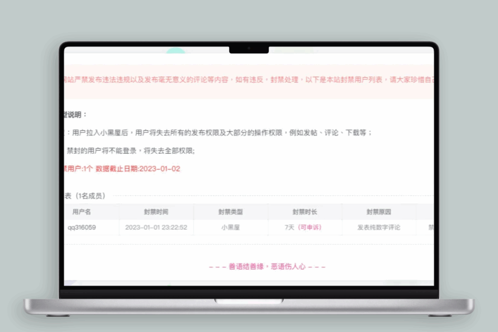 Zibll主题禁封用户公示页面（php8.0修改版）